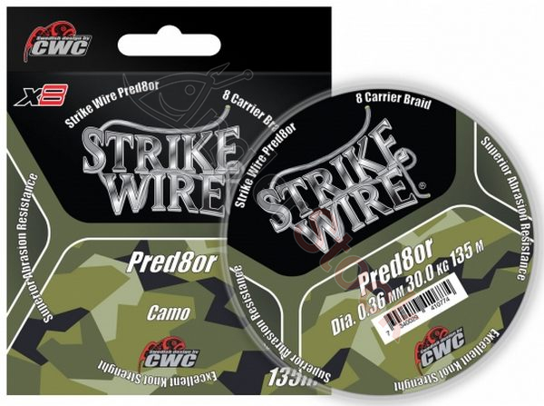Шнур плетеный 8-жильный Strike Wire Pred8or X8 0,36mm 30kg 135m, - camo (камуфляж)