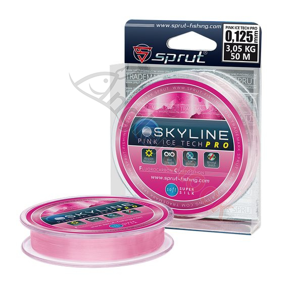 Леска зимняя Sprut SKYLINE Fluorocarbon Composition IceTech PRO (Pink/0,185mm/5,65kg/50m)
