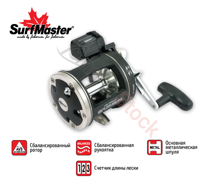 Катушка мультипликаторная Surf Master Atlantic ATL 600 4bb R со счётчиком