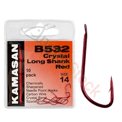 Крючки Kamasan B532-10 Crystal long shank red
