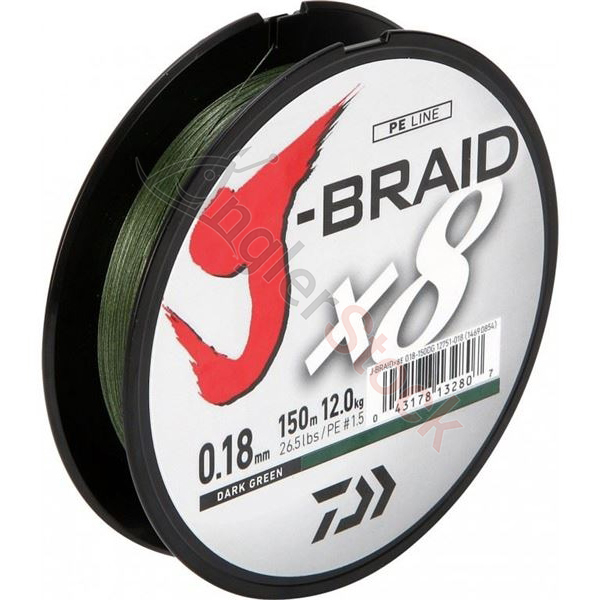 Шнур Daiwa J-Braid X8 0.18 мм., темно-зеленый