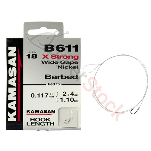 Крючки Kamasan B611-18 Wide Gape Strong с поводком