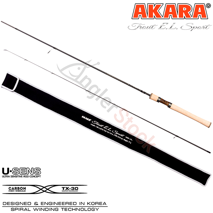 Спиннинг Akara Trout E.L Sport UL (0,5-4,5) 1,98 м с цельной ручкой