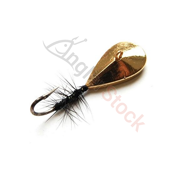 Мормышка пуля Хариузовка с мухой золото 6,5 гр крючок AD №2 HAUM2